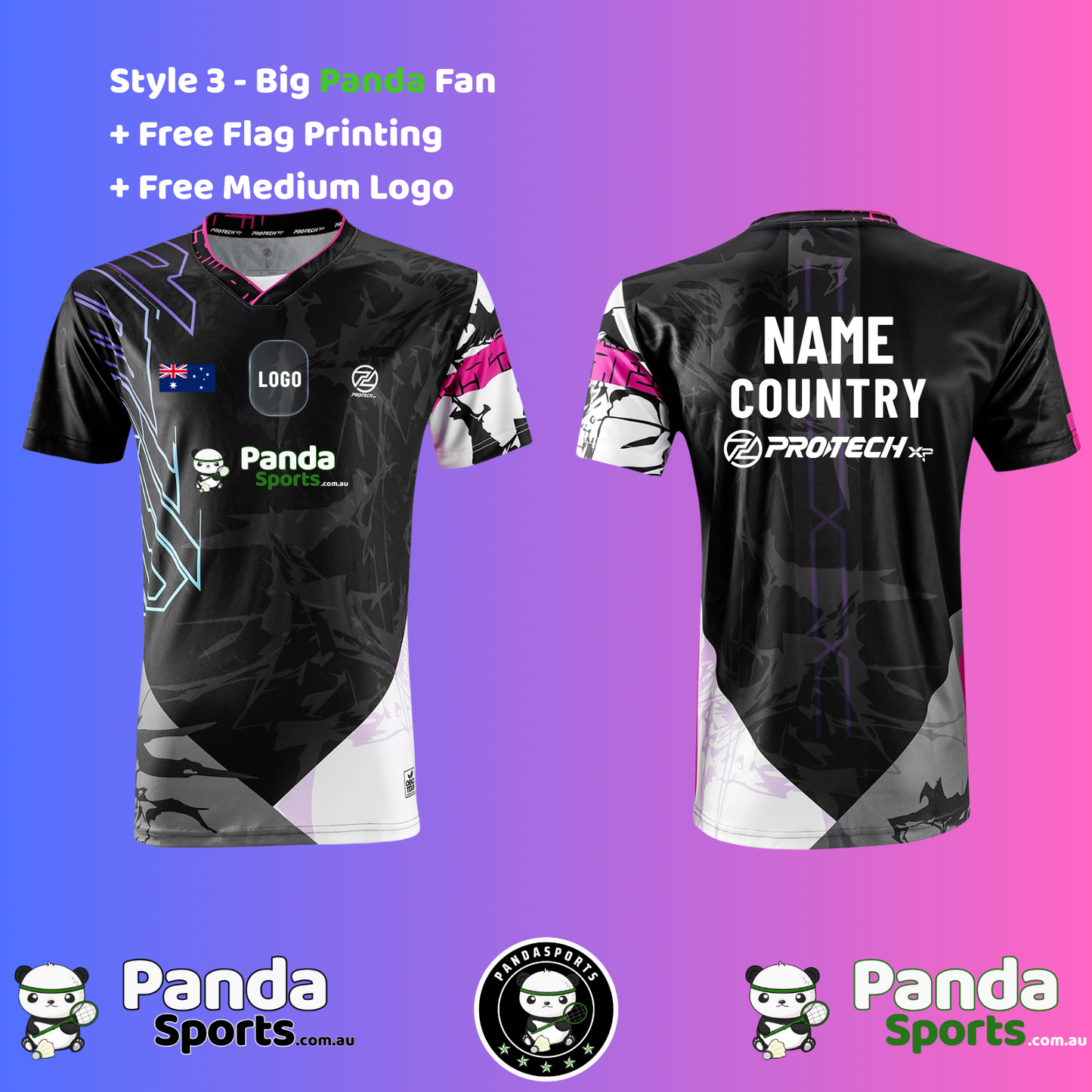 Custom Badminton Shirt Printing - Choose Your Panda Fan Style!