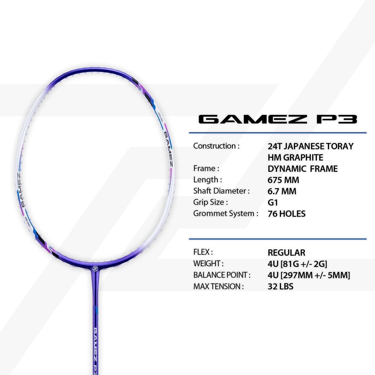 GAMEZ P3 (4U) Prestrung 24lbs